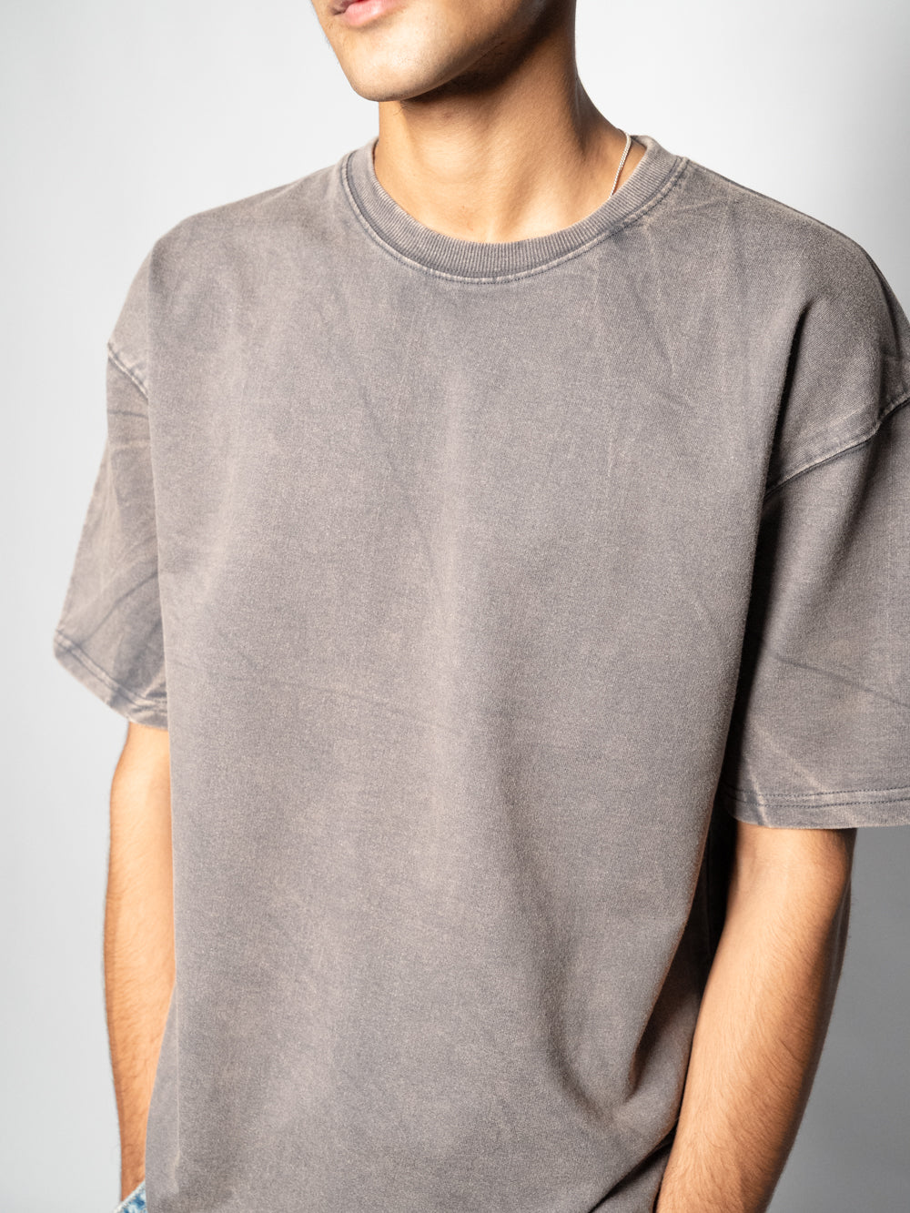 Premium Grey Acid Wash Cotton Terry T-Shirt | 240 GSM | SOHA APPAREL